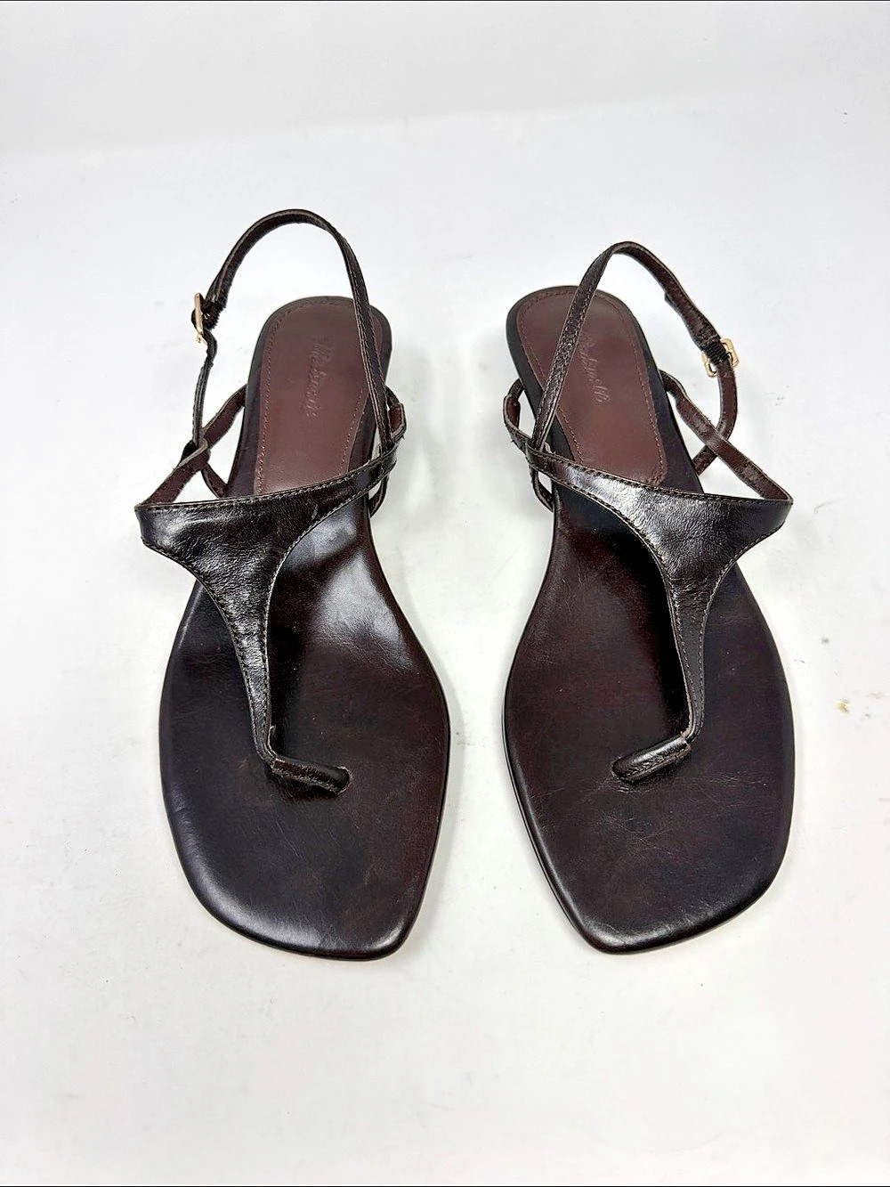 Madewell The Chiara Kitten Heel Slingback Sandal in Leather Brown US 8